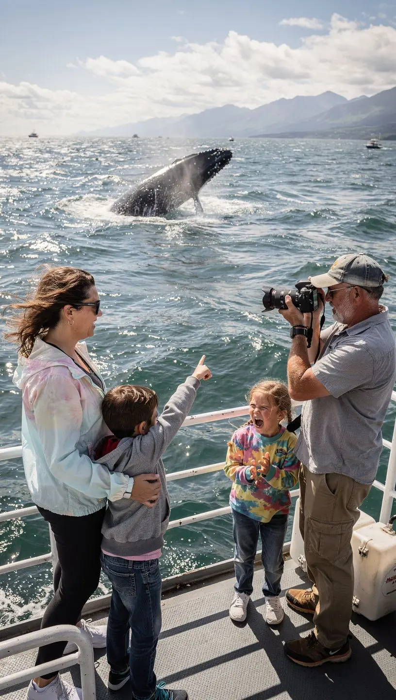 Grupa przyjaciół podziwiająca zachód słońca z punktu widokowego.